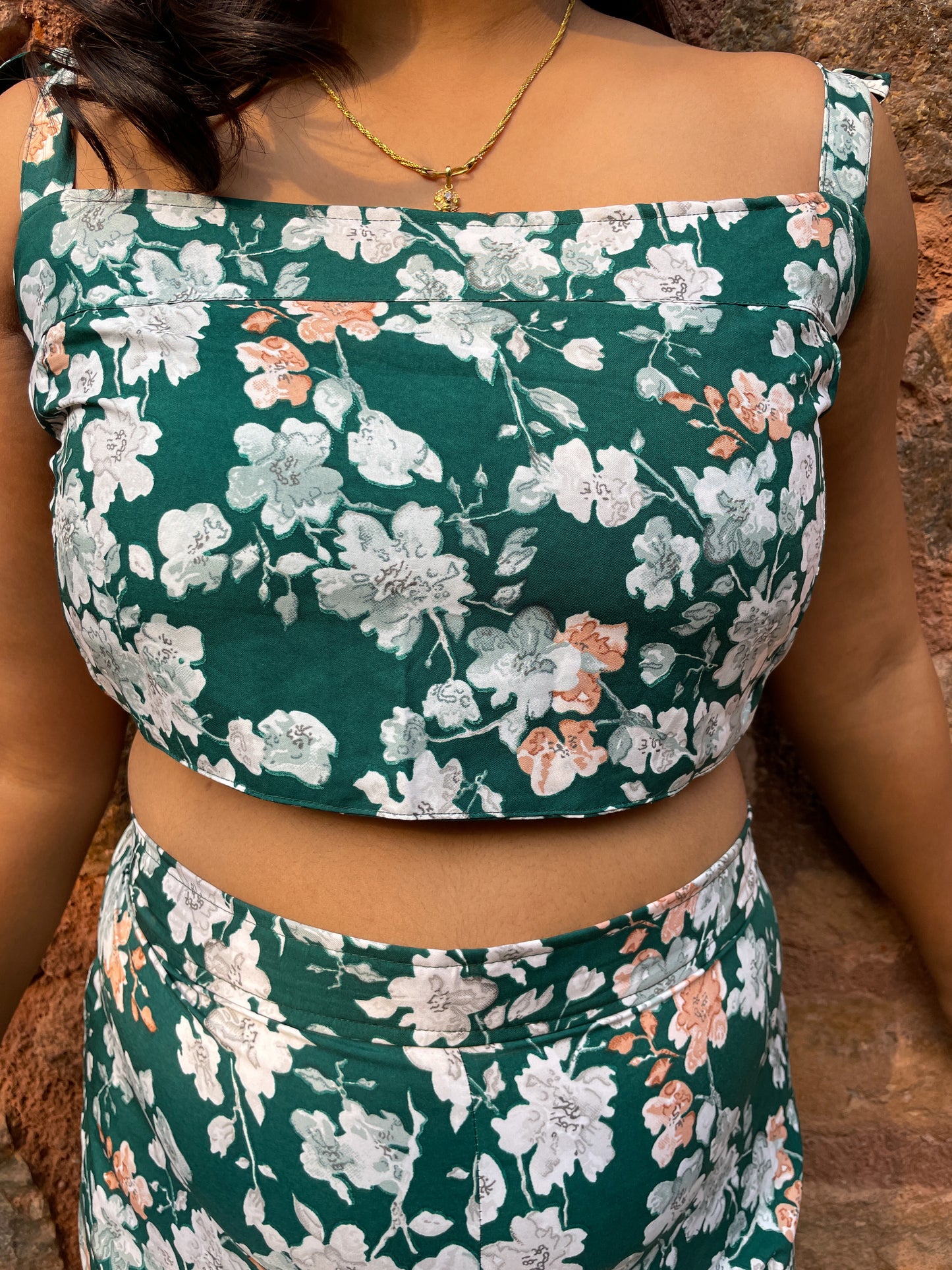 Green Floral Two Piece Coord Set