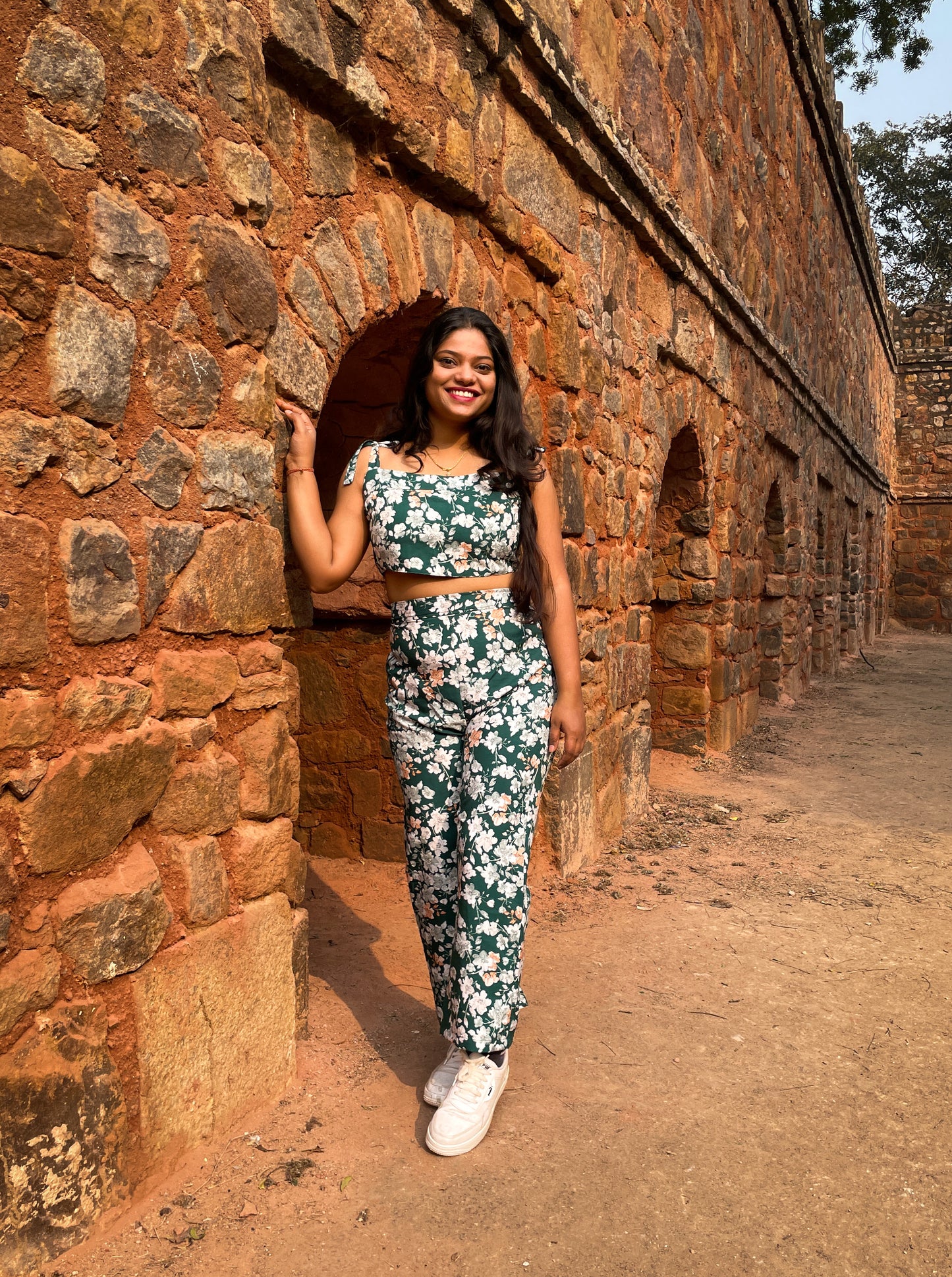 Green Floral Two Piece Coord Set